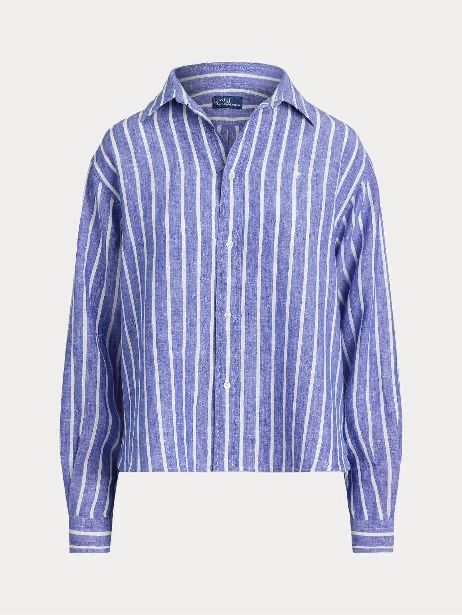 Blue/White Striped Linen Shirt