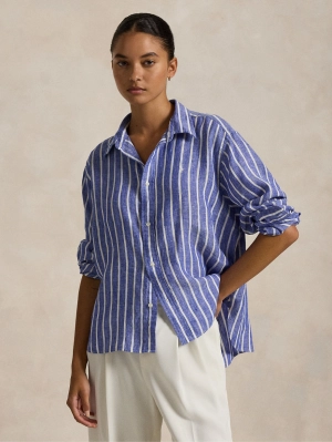 Blue/White Striped Linen Shirt