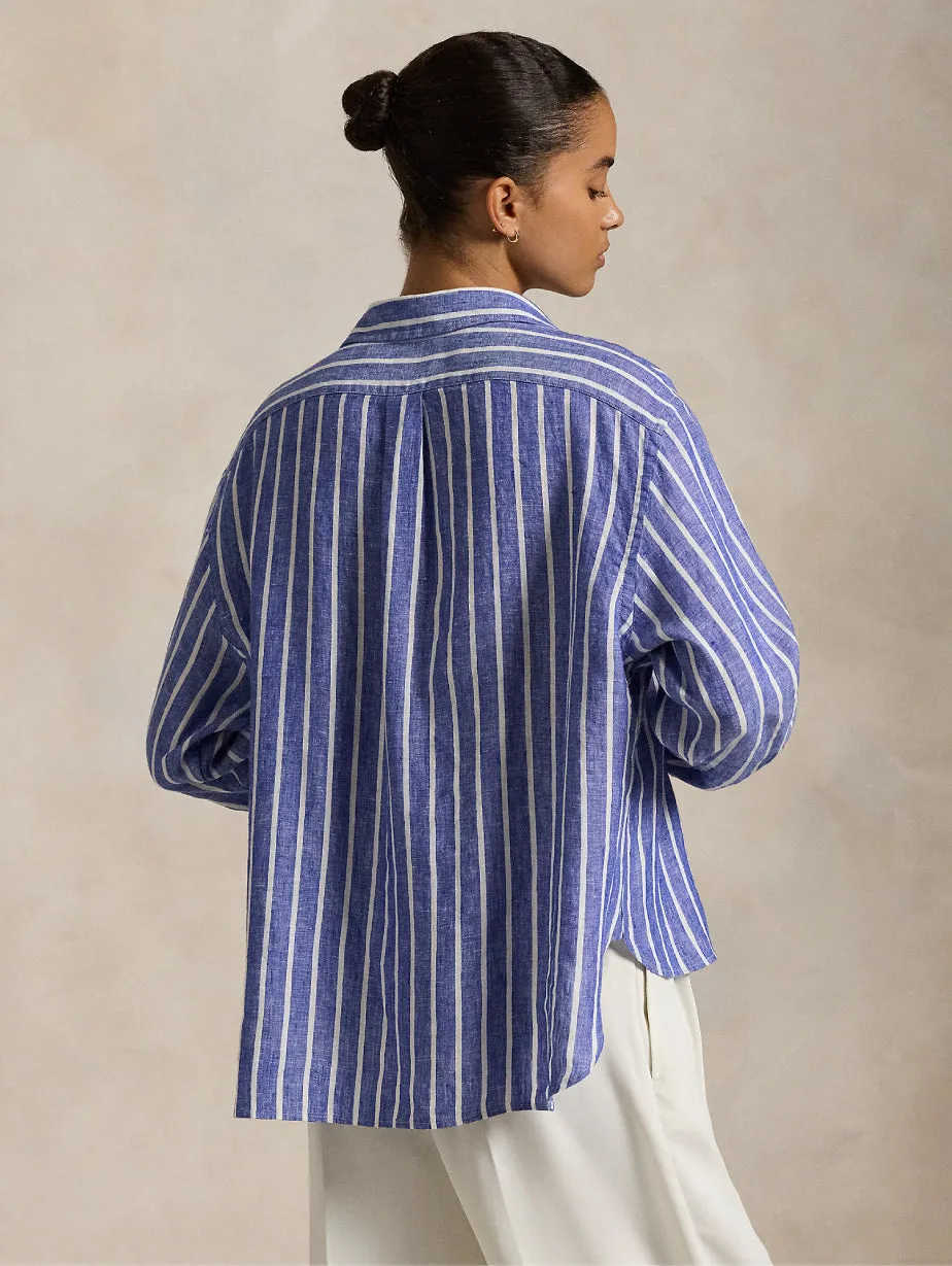 Blue/White Striped Linen Shirt