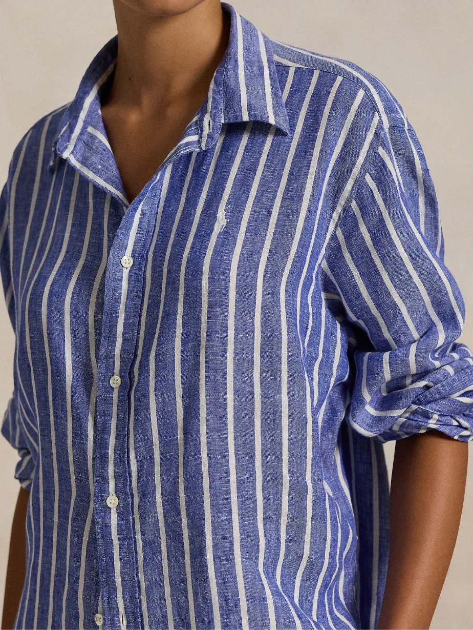 Blue/White Striped Linen Shirt