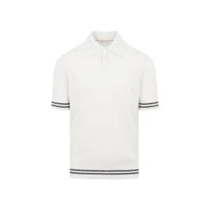 Brunello Cucinelli Striped Ribbed Knit Polo-Shirt
