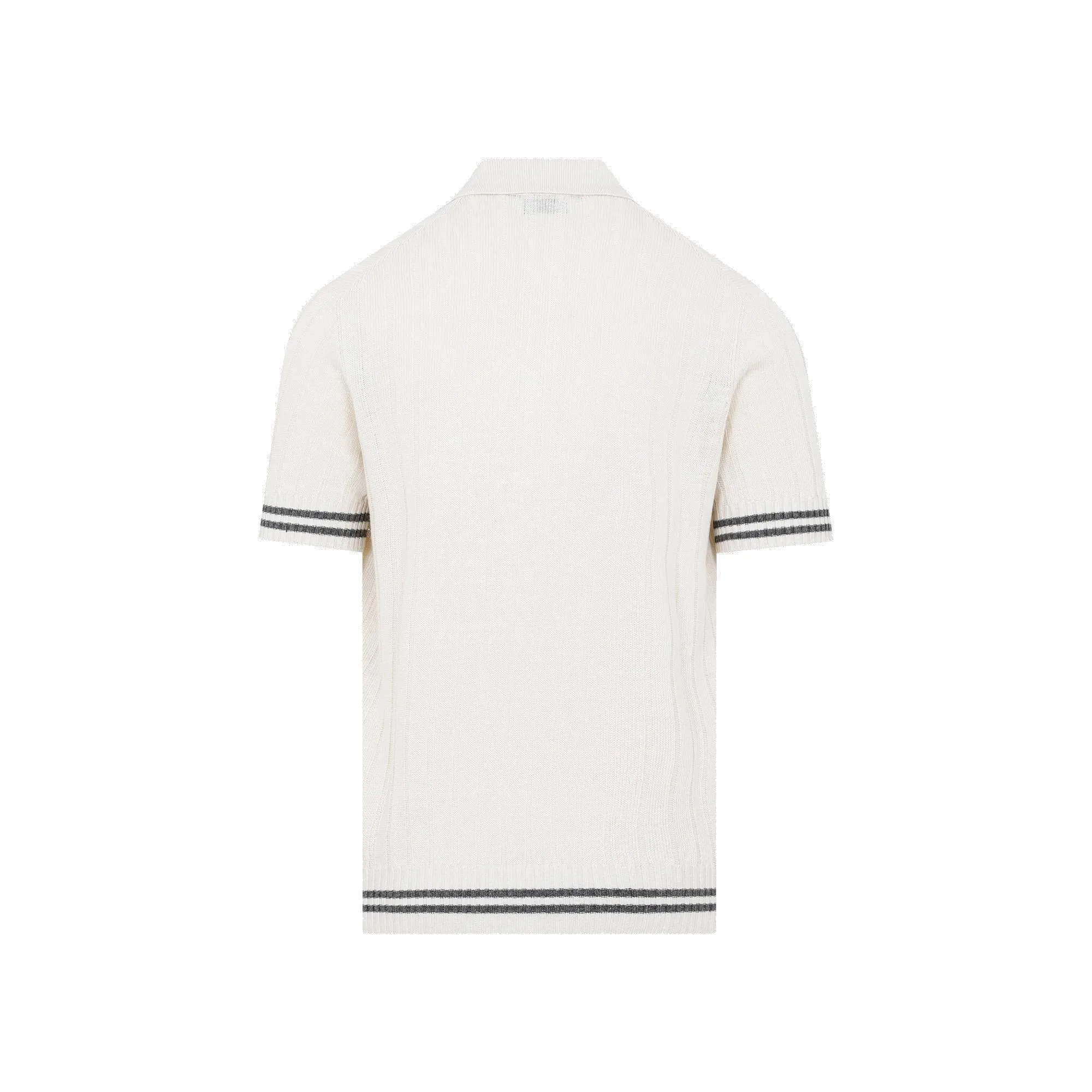 Brunello Cucinelli Striped Ribbed Knit Polo-Shirt