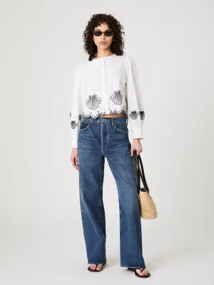 Cambria Embroidered Long Sleeve Top