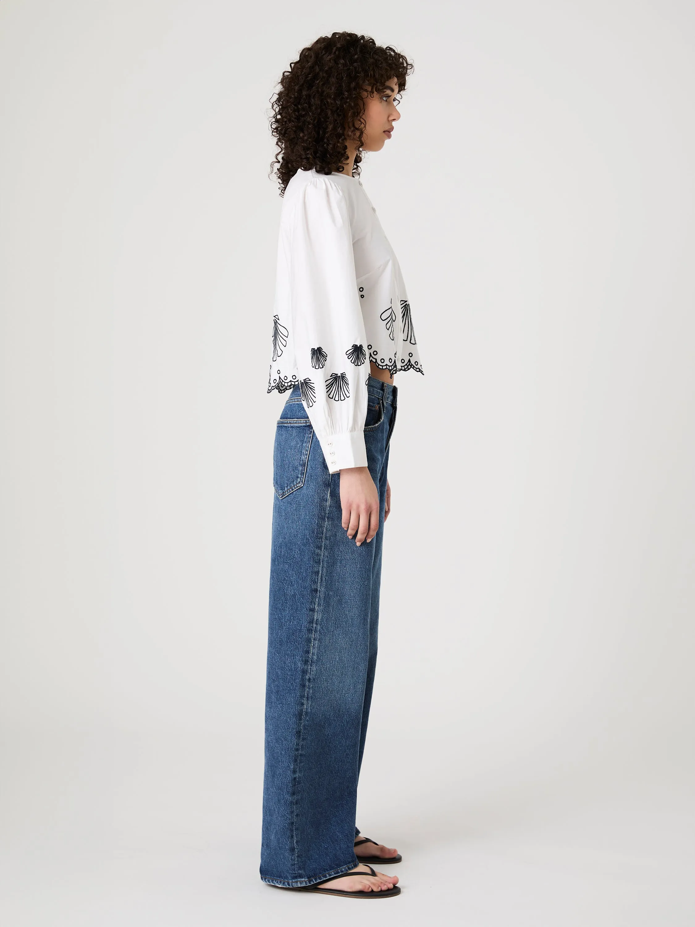 Cambria Embroidered Long Sleeve Top