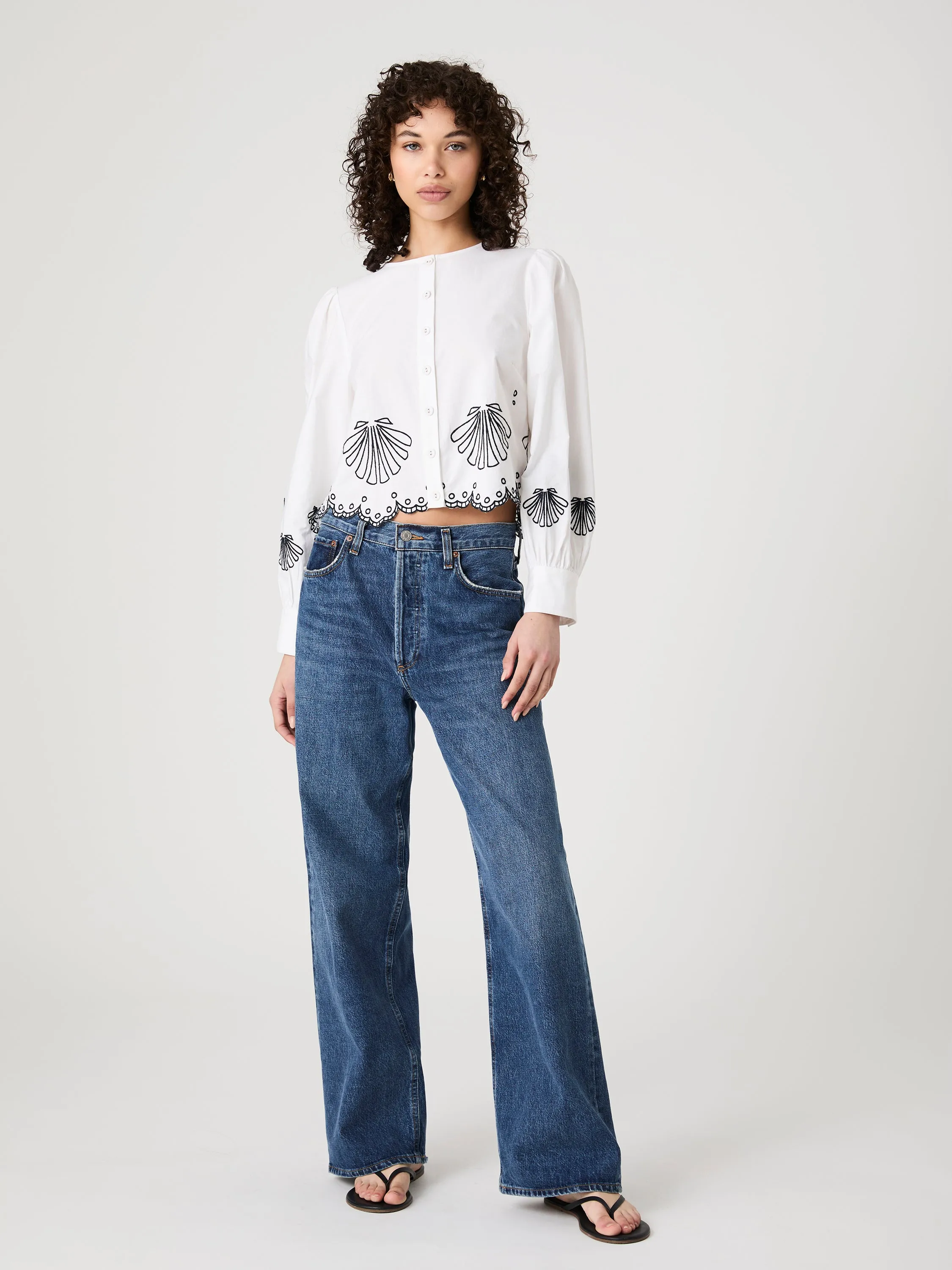 Cambria Embroidered Long Sleeve Top