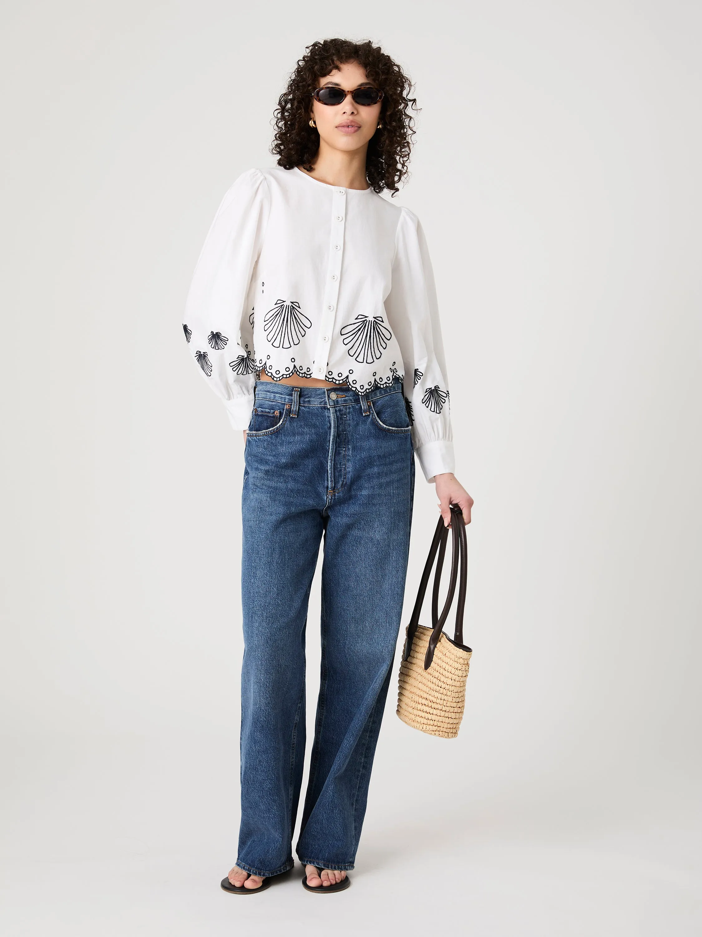 Cambria Embroidered Long Sleeve Top
