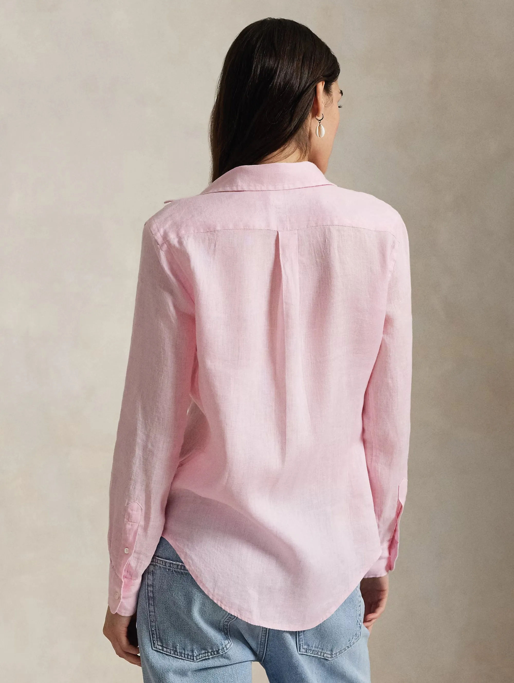 Camicia Classic Fit in Lino Rosa