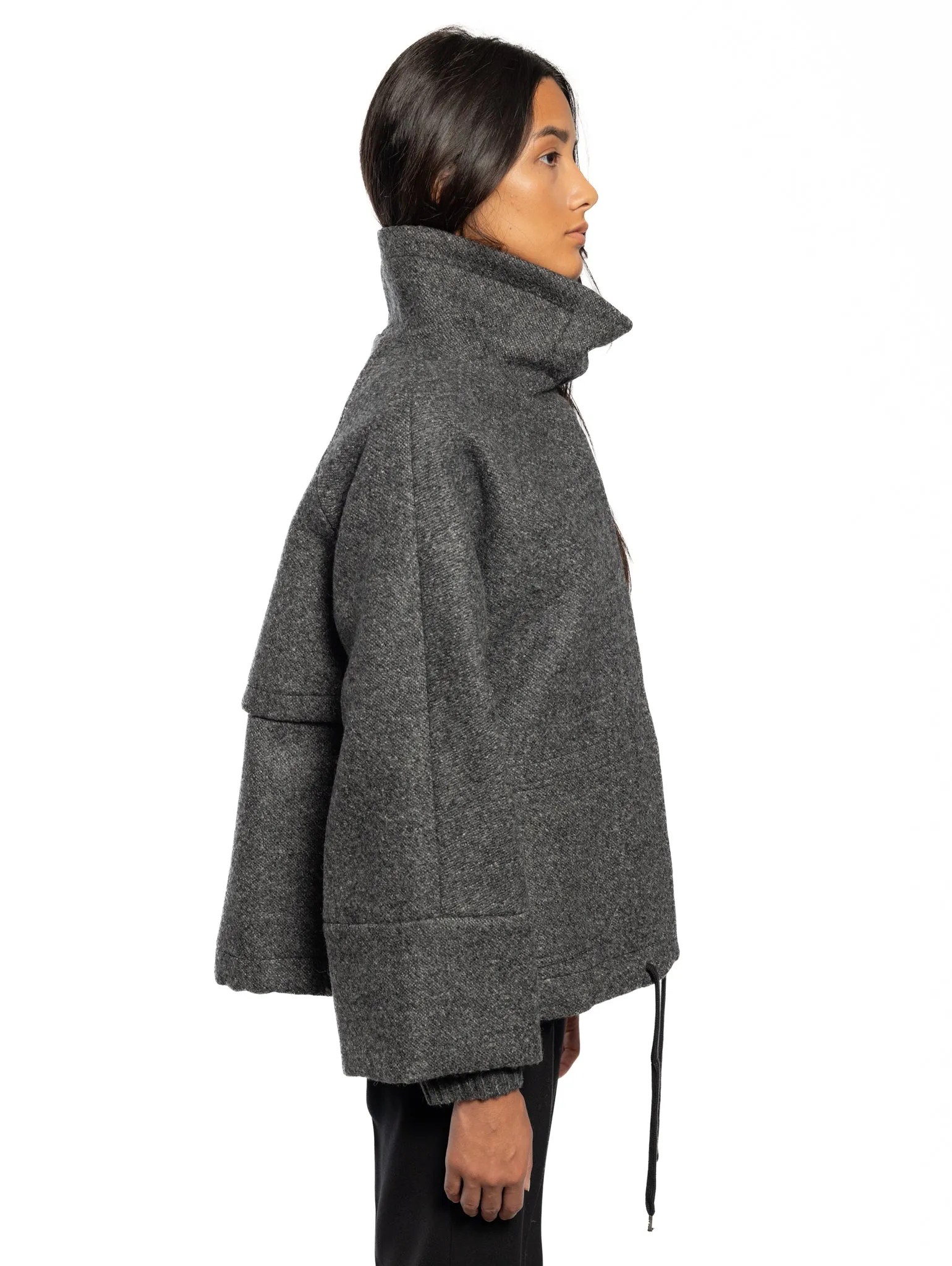 Coat in Grey Wool Fabric