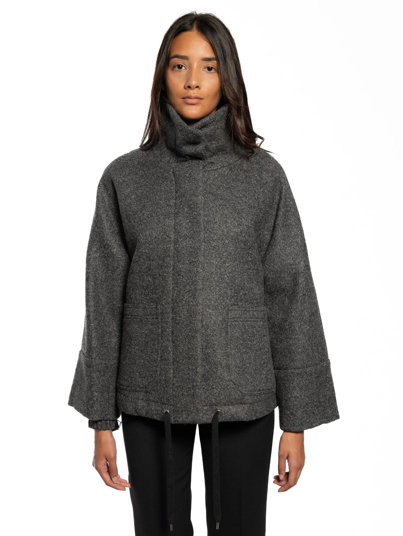 Coat in Grey Wool Fabric