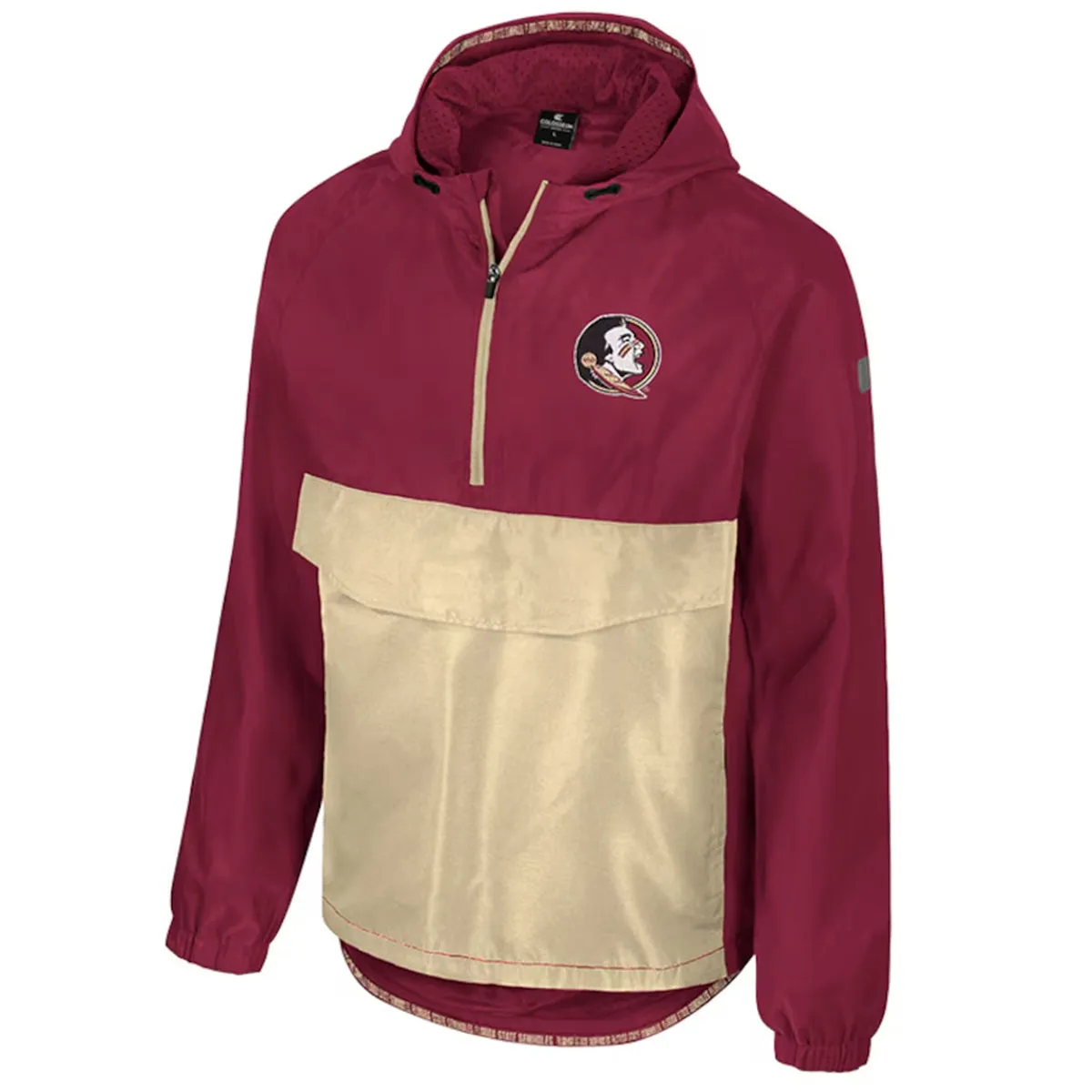 Colosseum Men's Seminole Logo/Florida State 1/2 Zip Anorak Jacket - Garnet/Gold