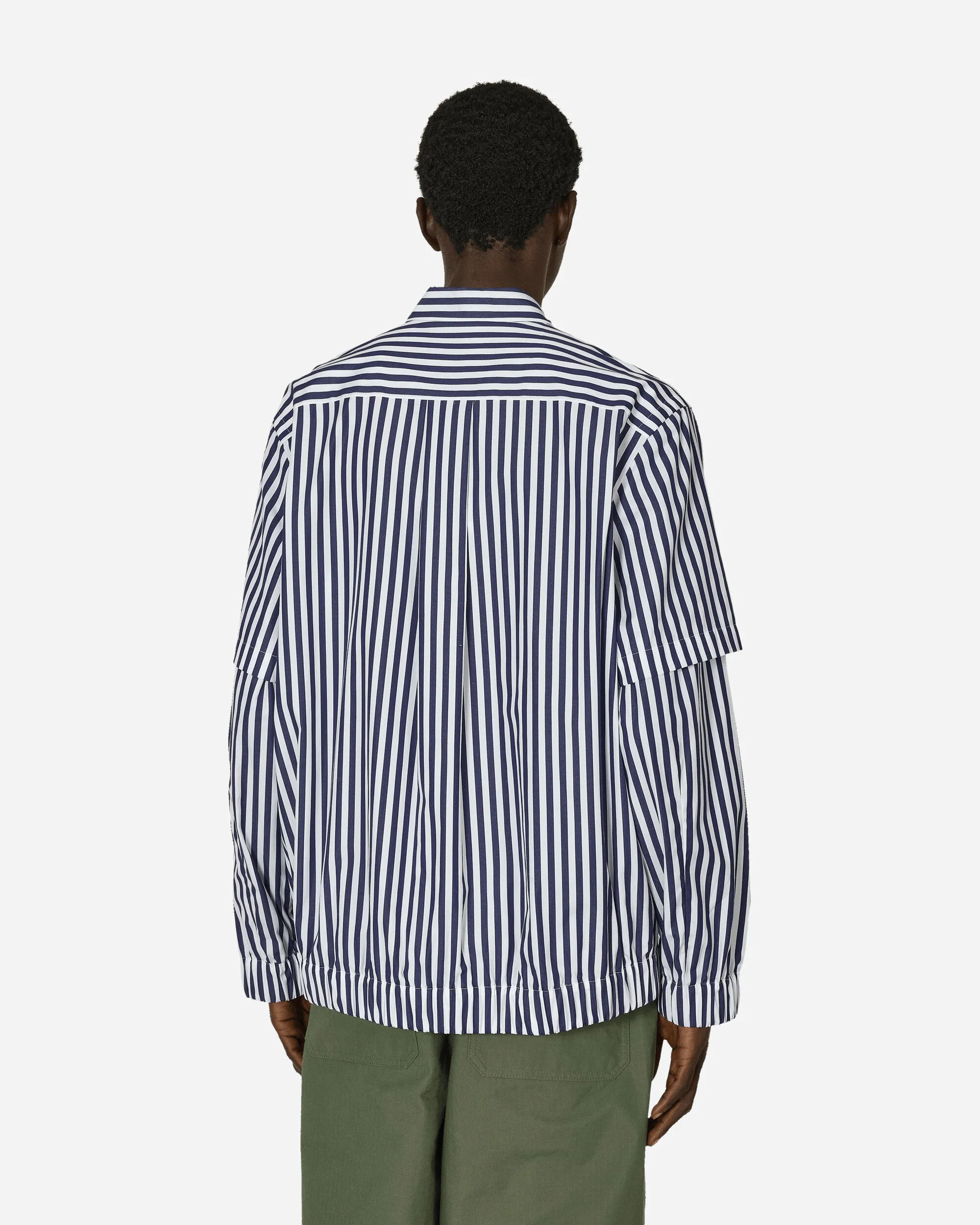 Cotton Poplin Shirt Navy Stripe