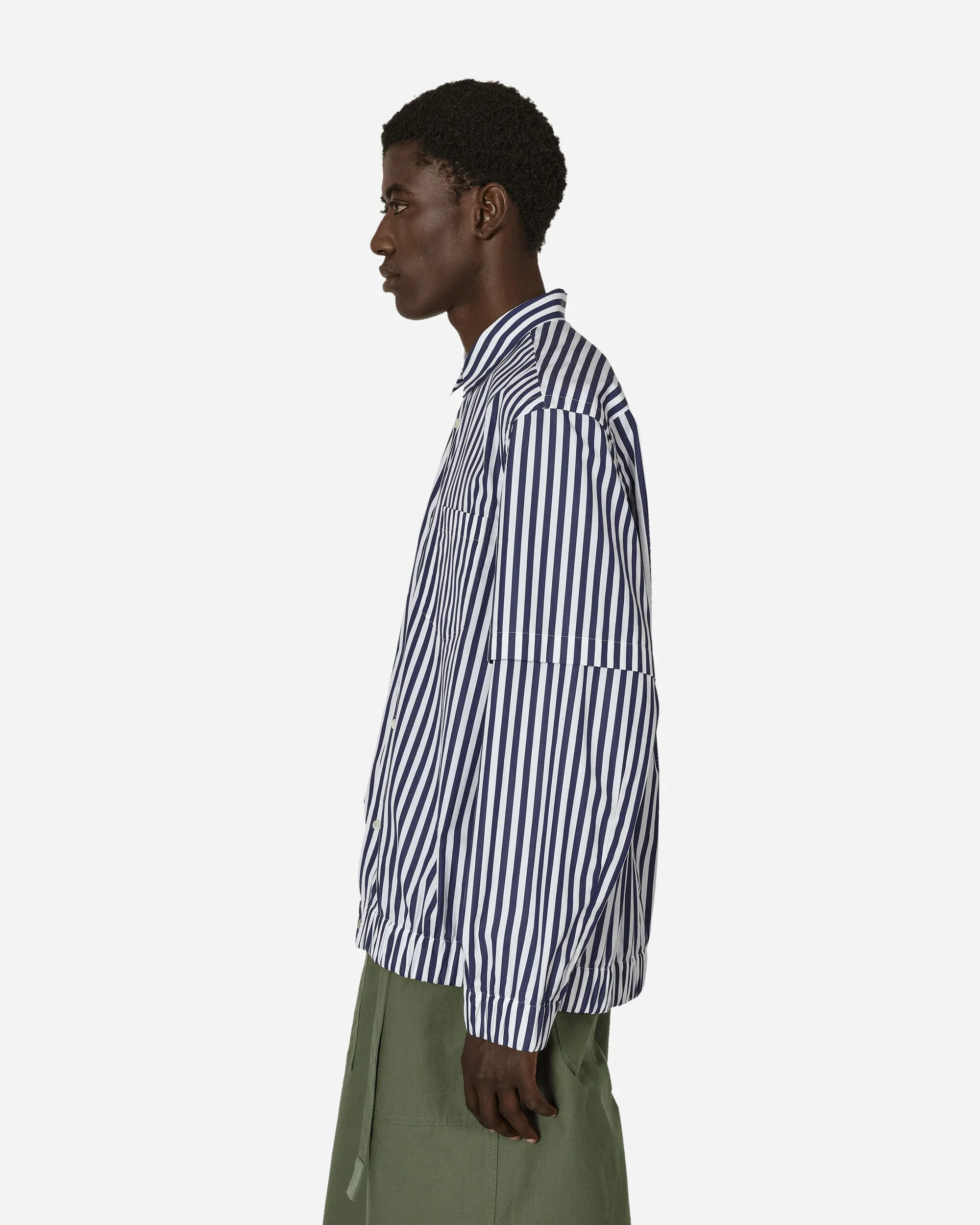 Cotton Poplin Shirt Navy Stripe