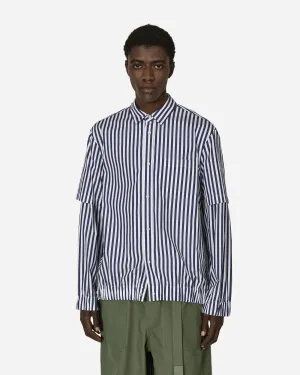 Cotton Poplin Shirt Navy Stripe