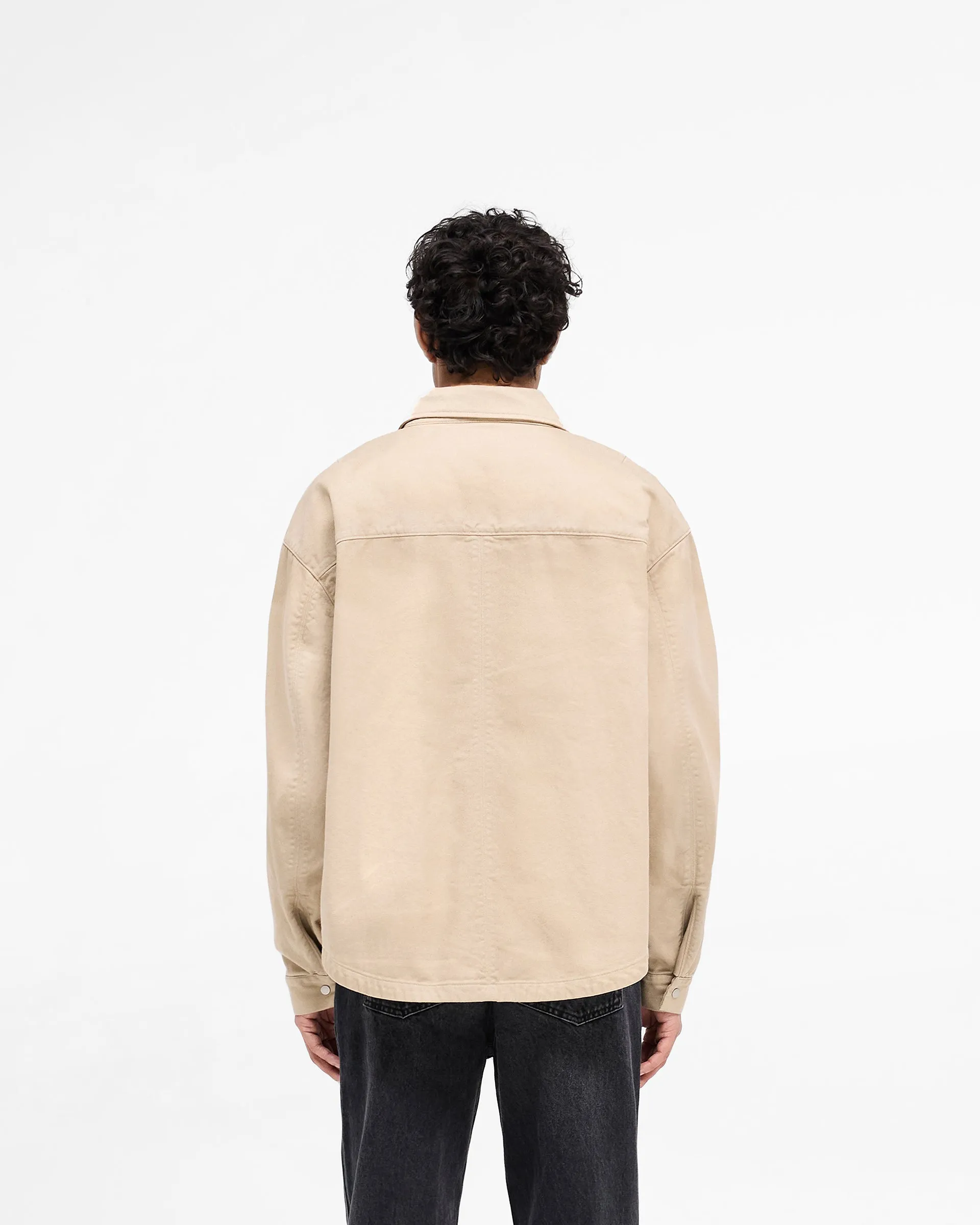 Cotton Zip Through Shirt - Beige