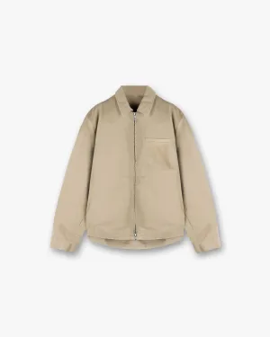 Cotton Zip Through Shirt - Beige