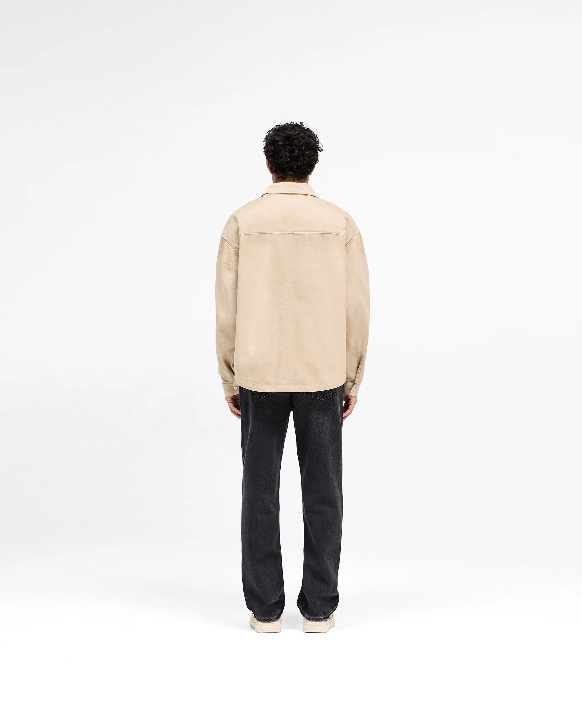 Cotton Zip Through Shirt - Beige
