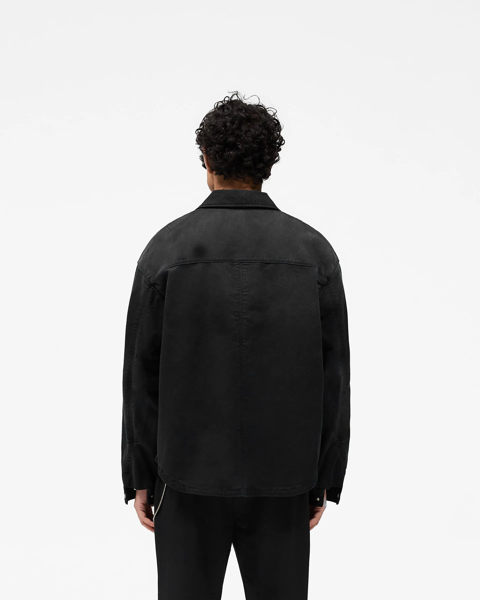 Cotton Zip Through Shirt - Black