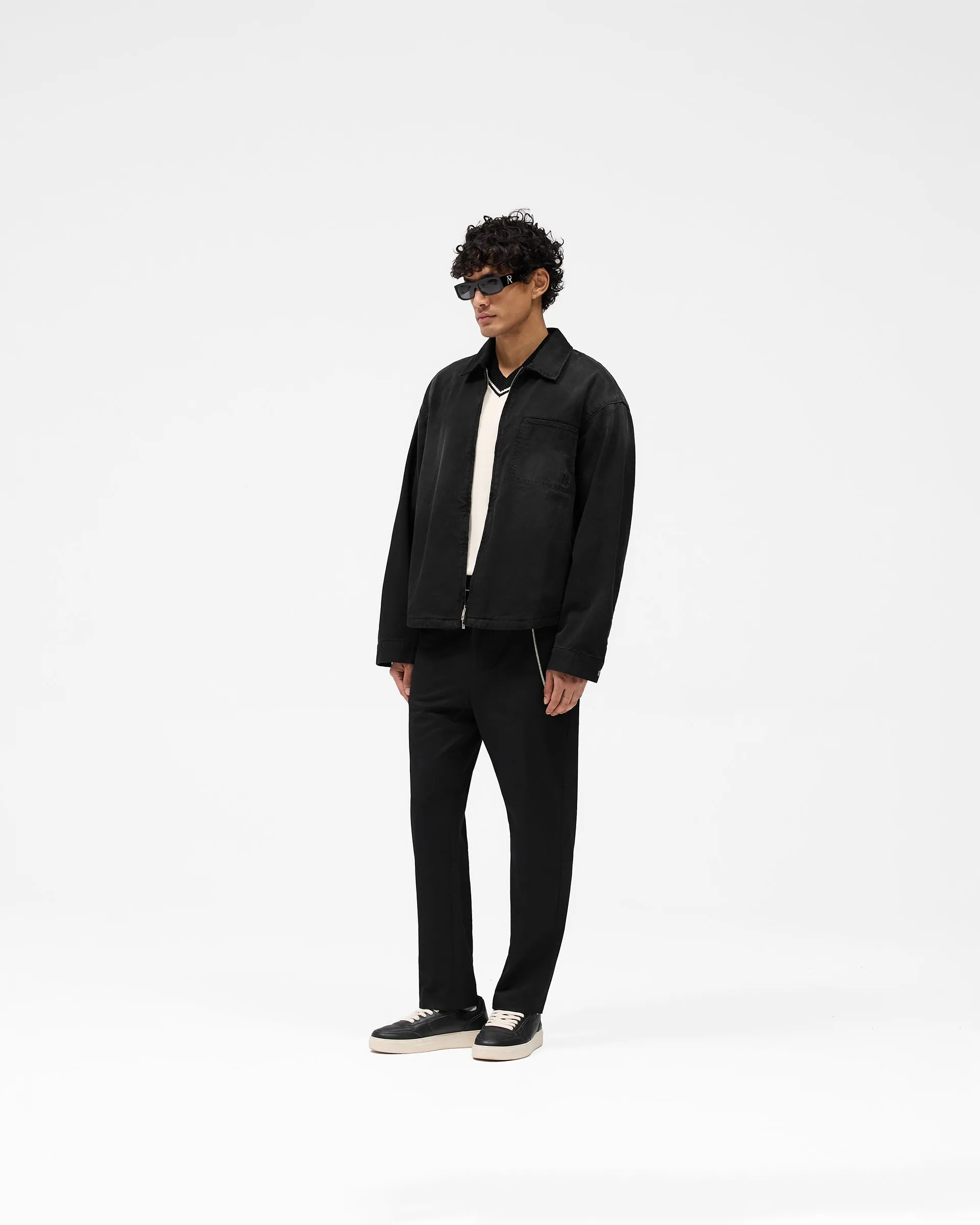 Cotton Zip Through Shirt - Black
