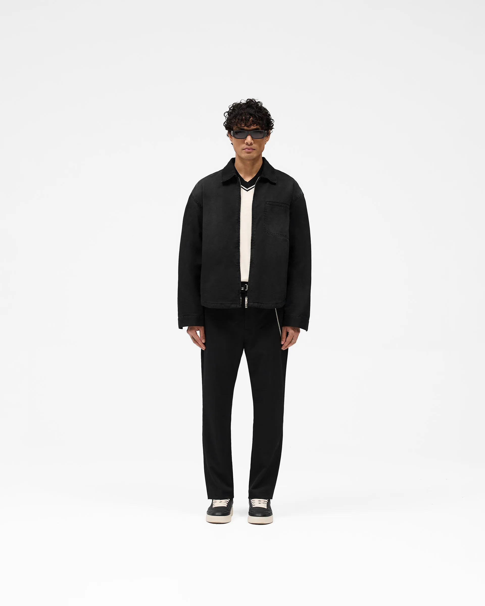 Cotton Zip Through Shirt - Black