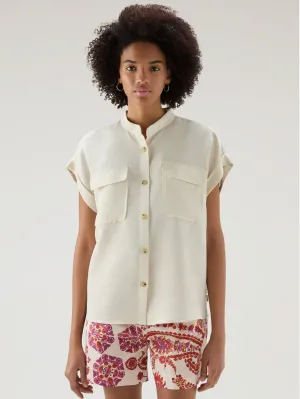Cream Button Up Sleeve Shirt