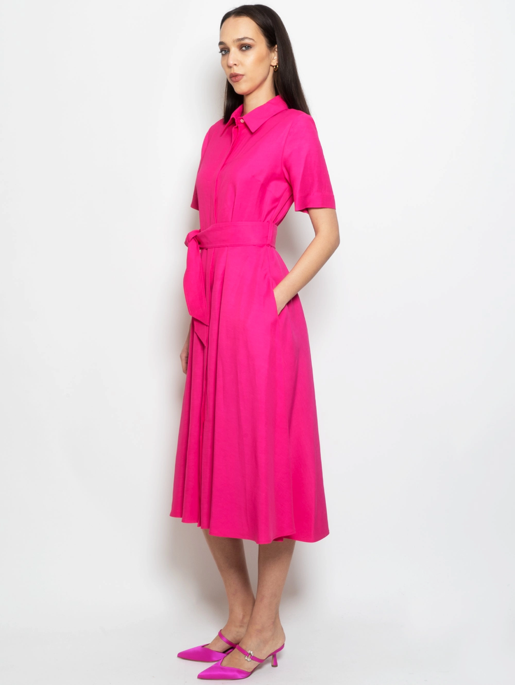 Fuchsia Longuette Chemisier Dress
