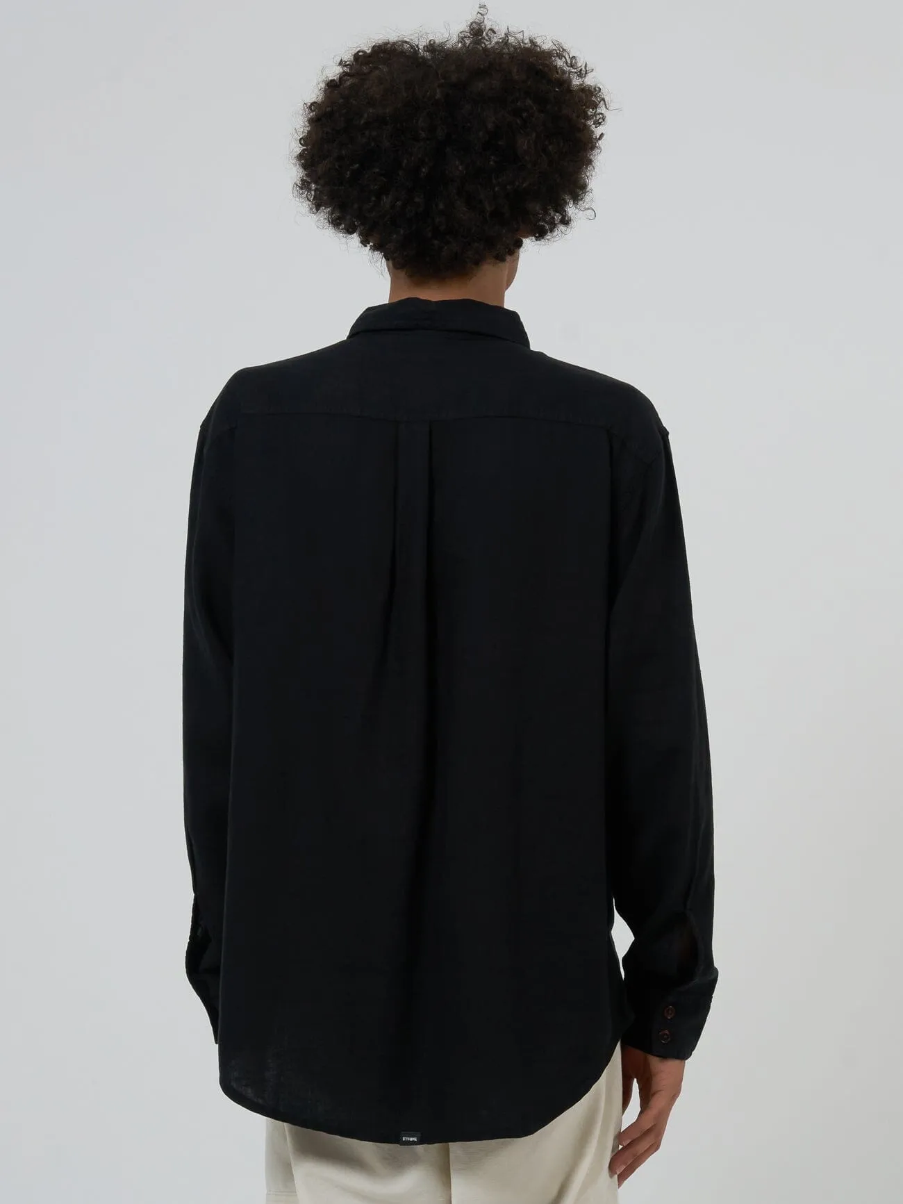 Hemp Minimal Thrills Oversize Long Sleeve Shirt - Black