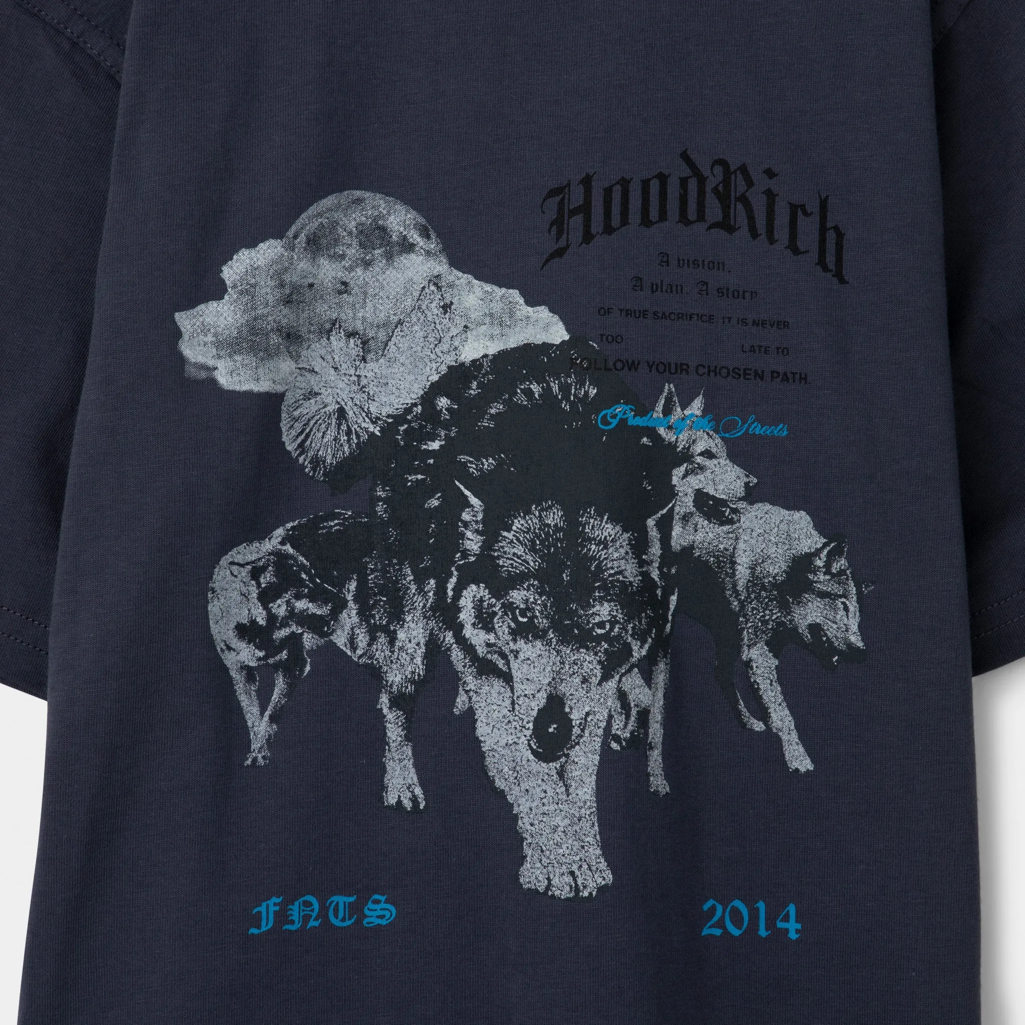 Hoodrich Juniors' Gothic Regular Tshirt Ombre Blue / White - Diva Blue