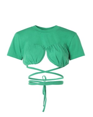 Jacquemus Wrap Around Cropped Fitted T-Shirt