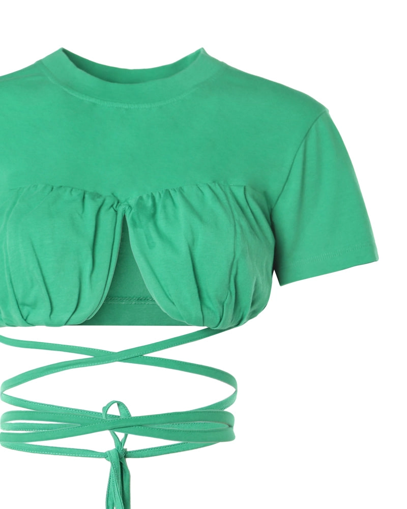Jacquemus Wrap Around Cropped Fitted T-Shirt