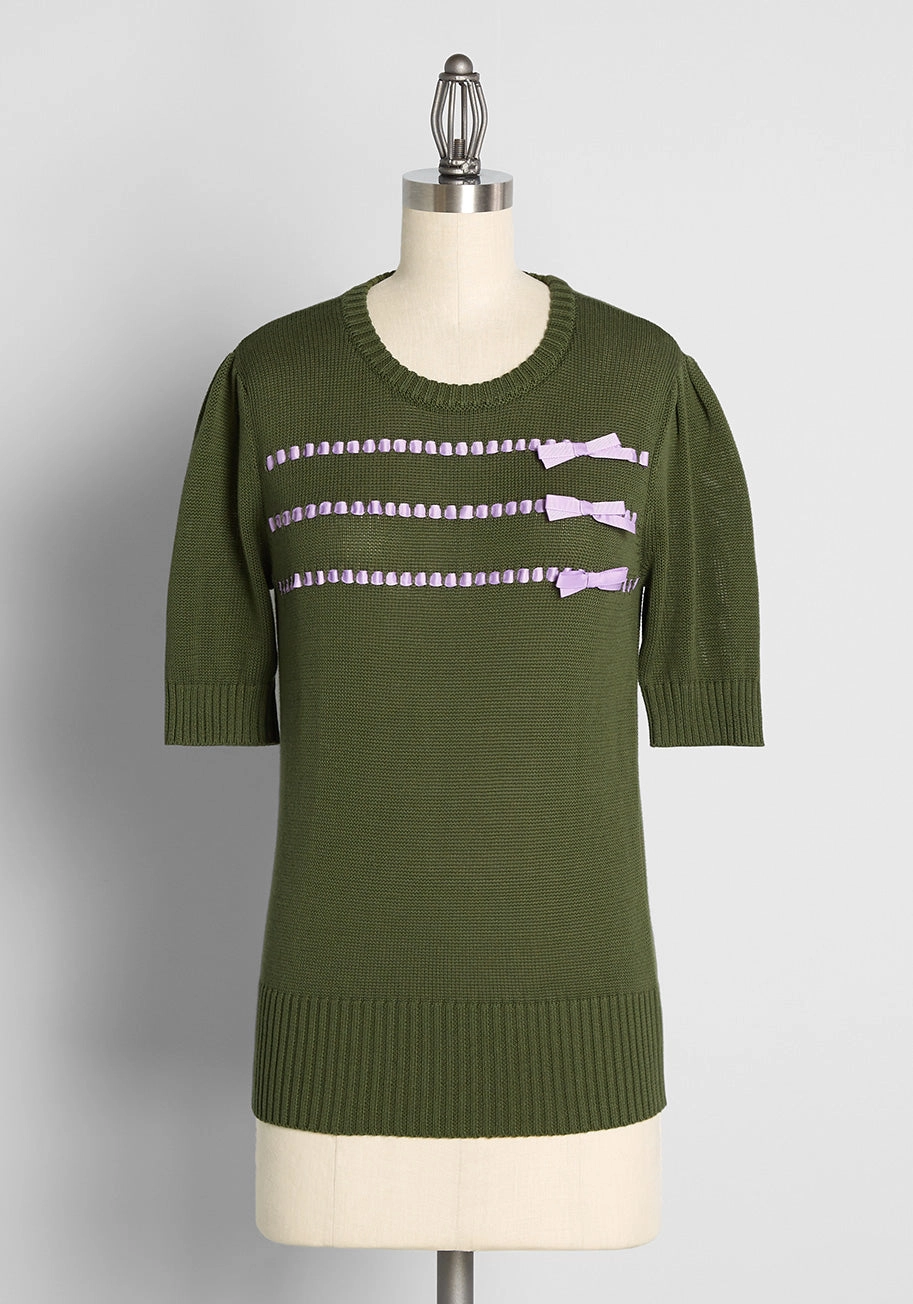 Keeping It Bow-tiful Short Sleeve Sweater