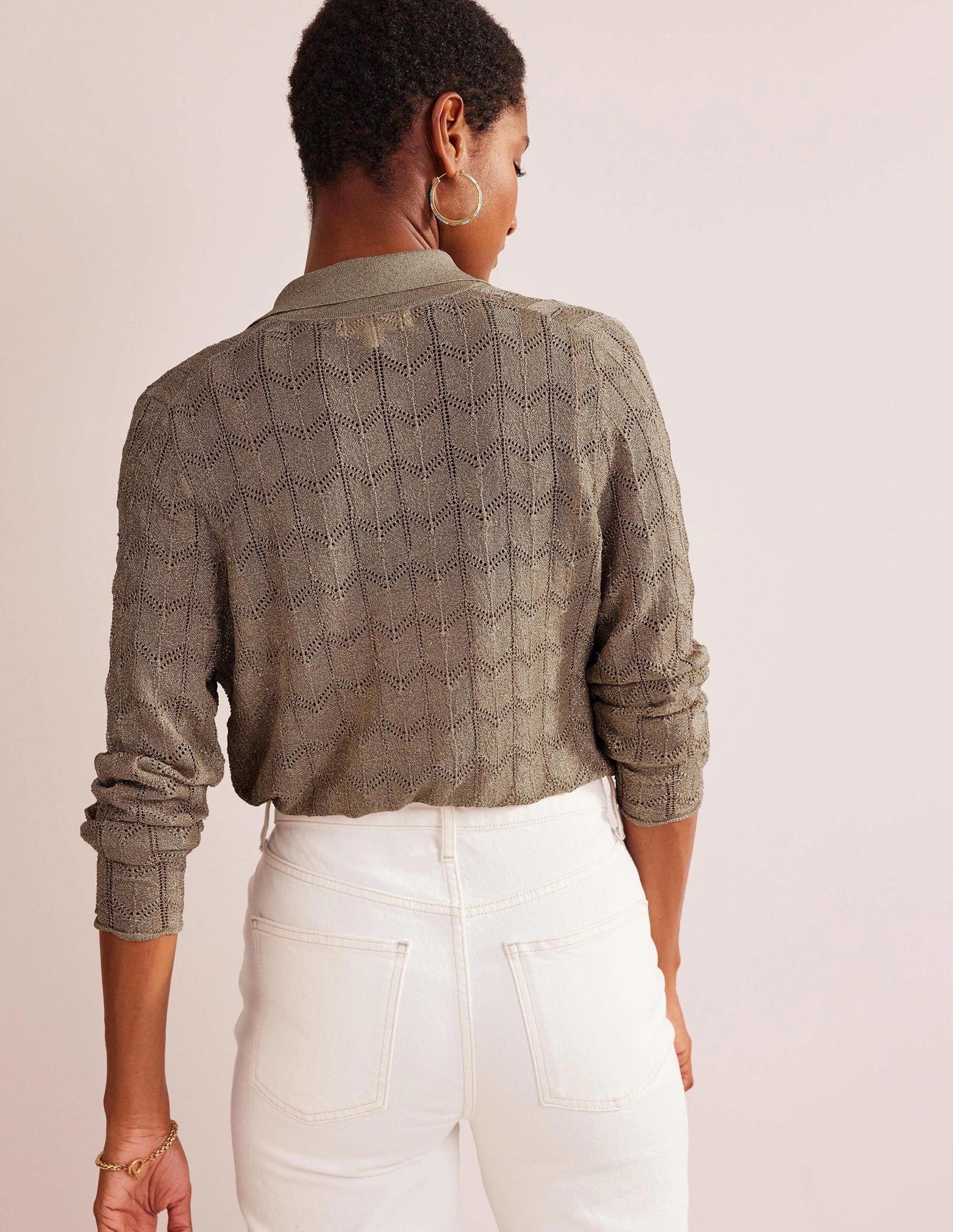 Knitted Beach Shirt-Metallic Stone
