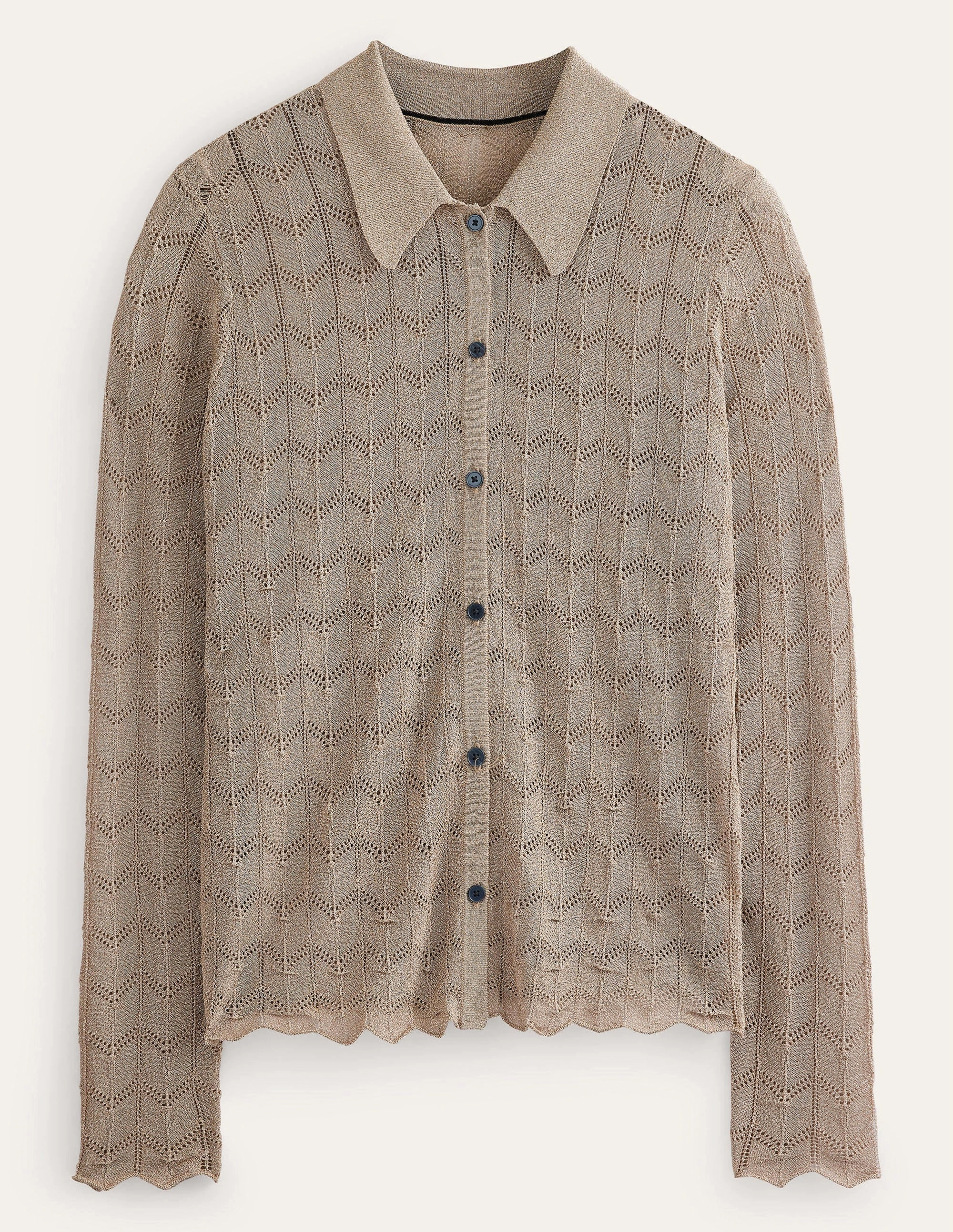 Knitted Beach Shirt-Metallic Stone