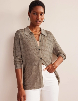 Knitted Beach Shirt-Metallic Stone