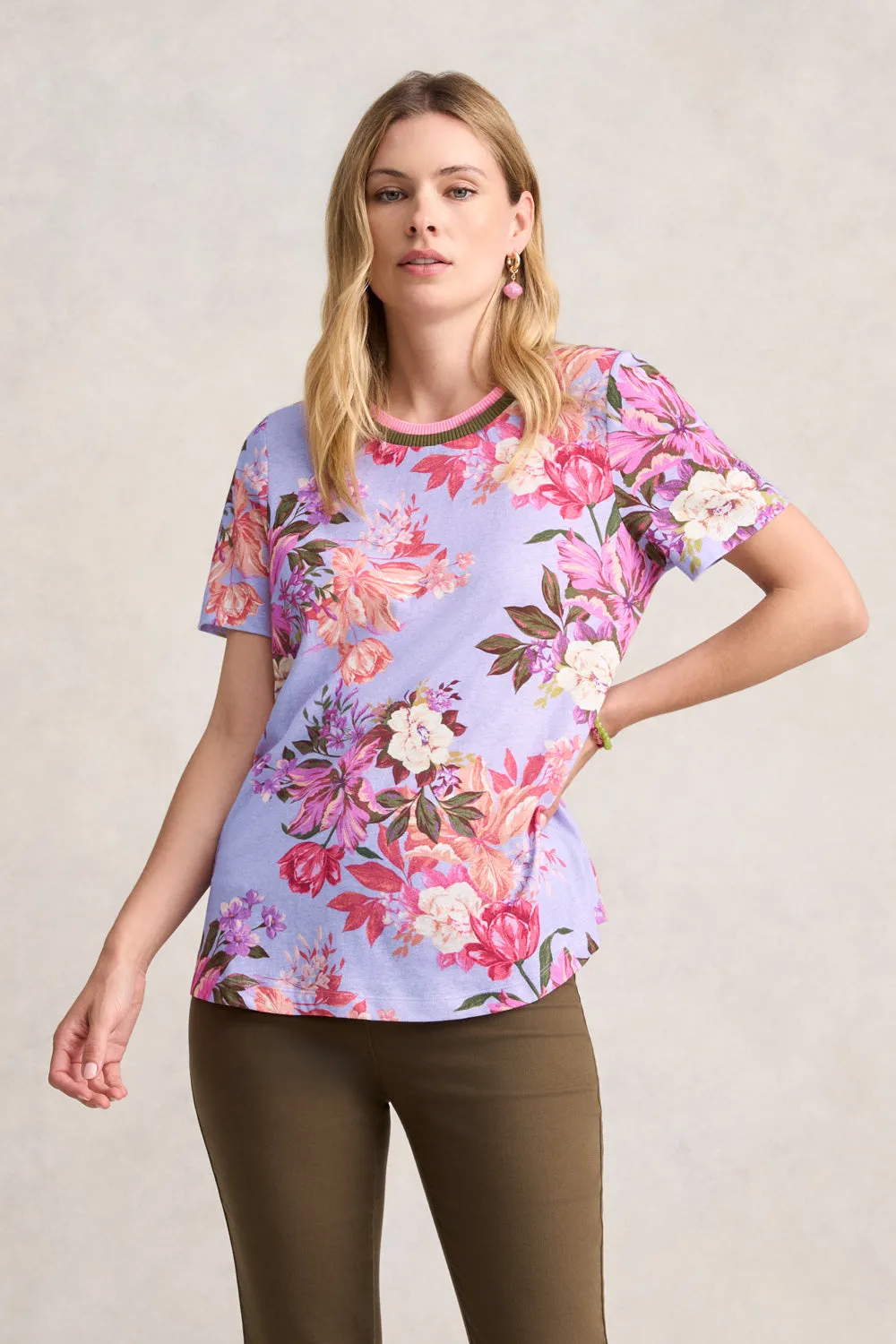 Linen Cotton T-Shirt - Spliced Floral