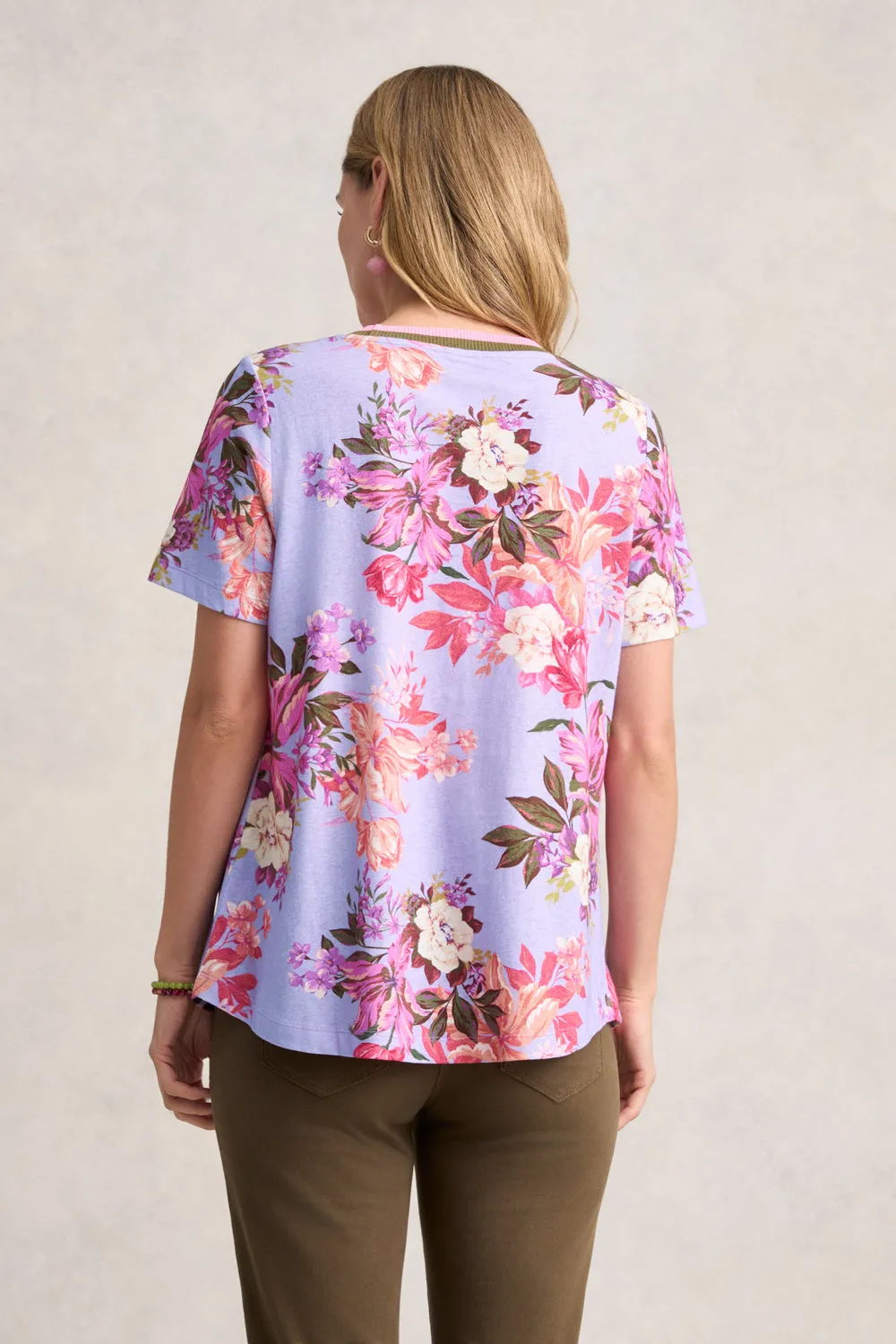 Linen Cotton T-Shirt - Spliced Floral