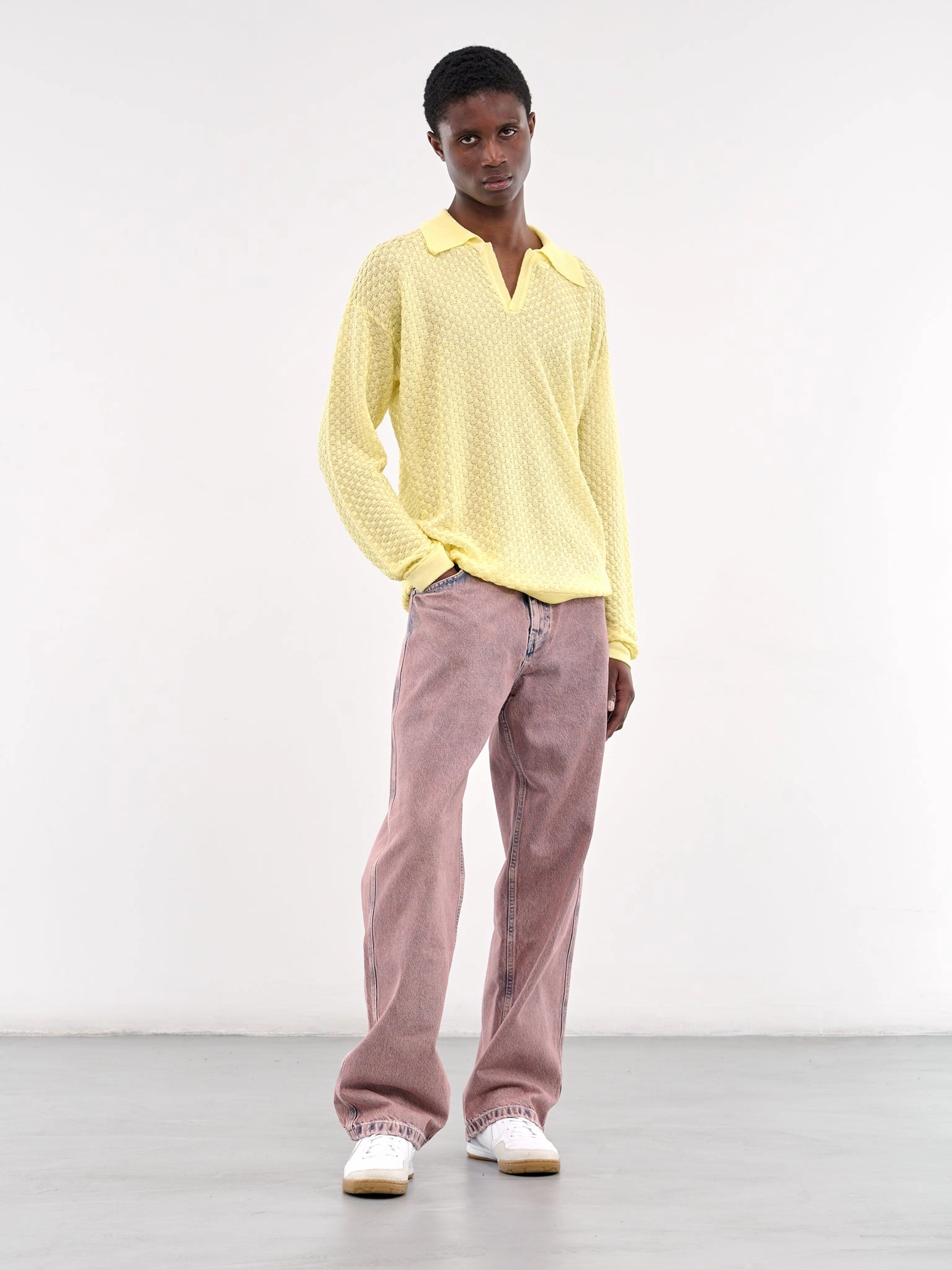Long Sleeve Knit Polo (KN009-YELLOW)