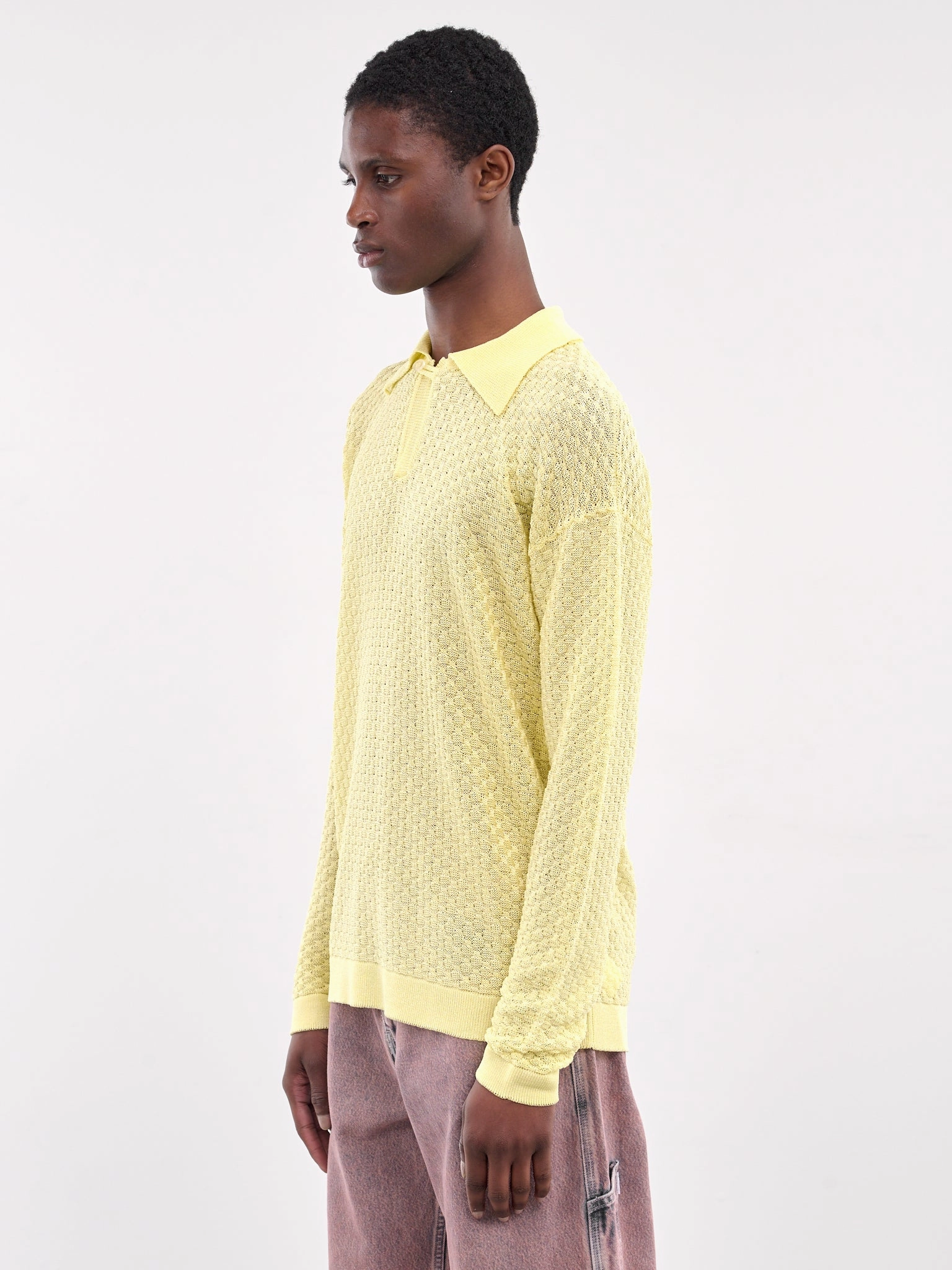 Long Sleeve Knit Polo (KN009-YELLOW)