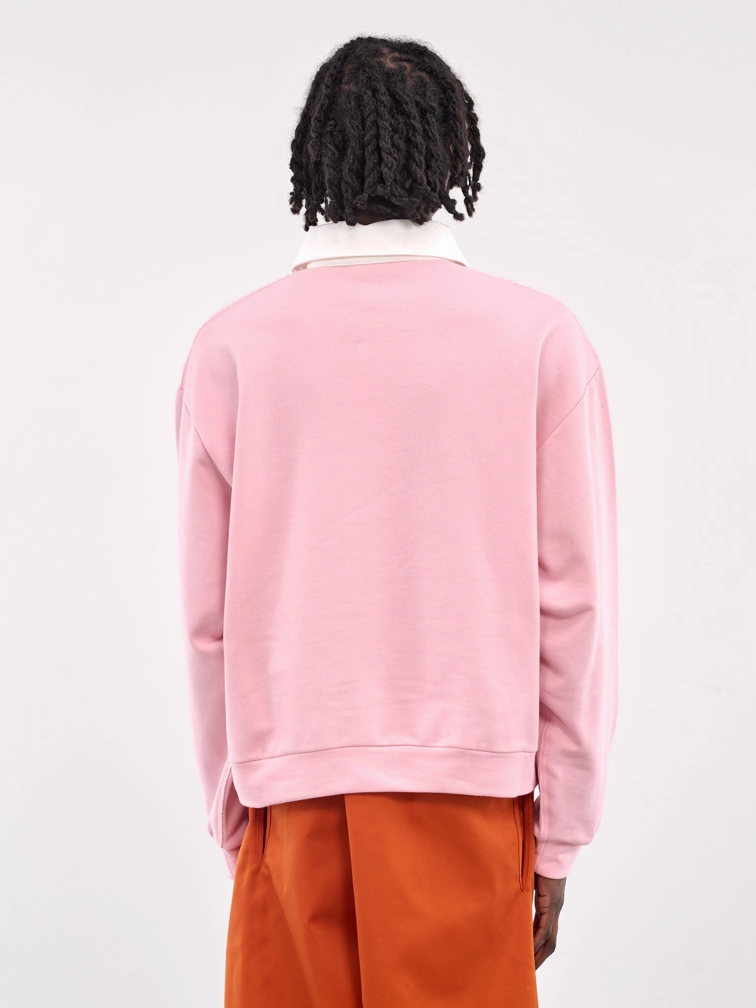 Long Sleeve Polo Sweatshirt (FUMU0145S0-UTC275-PINK-WHITE)