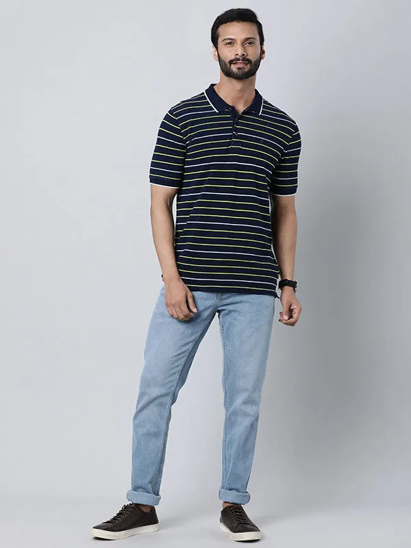 Men Striped Polo T-Shirt