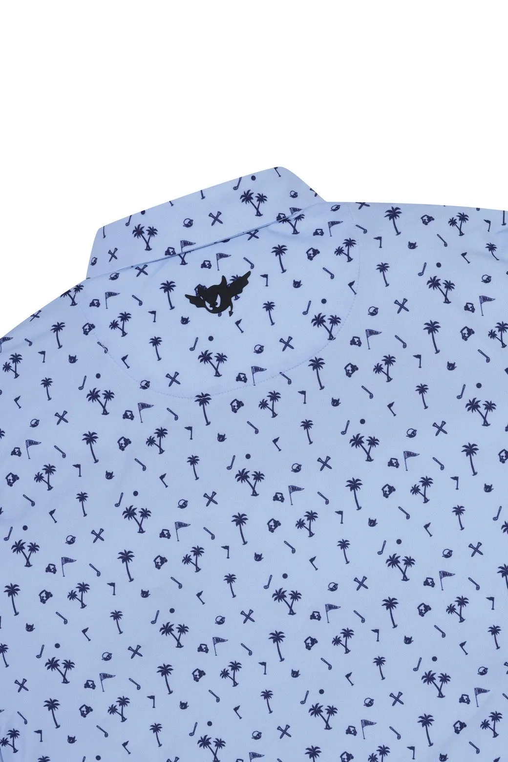 Men's Allover Motif Polo (EE) Light Blue