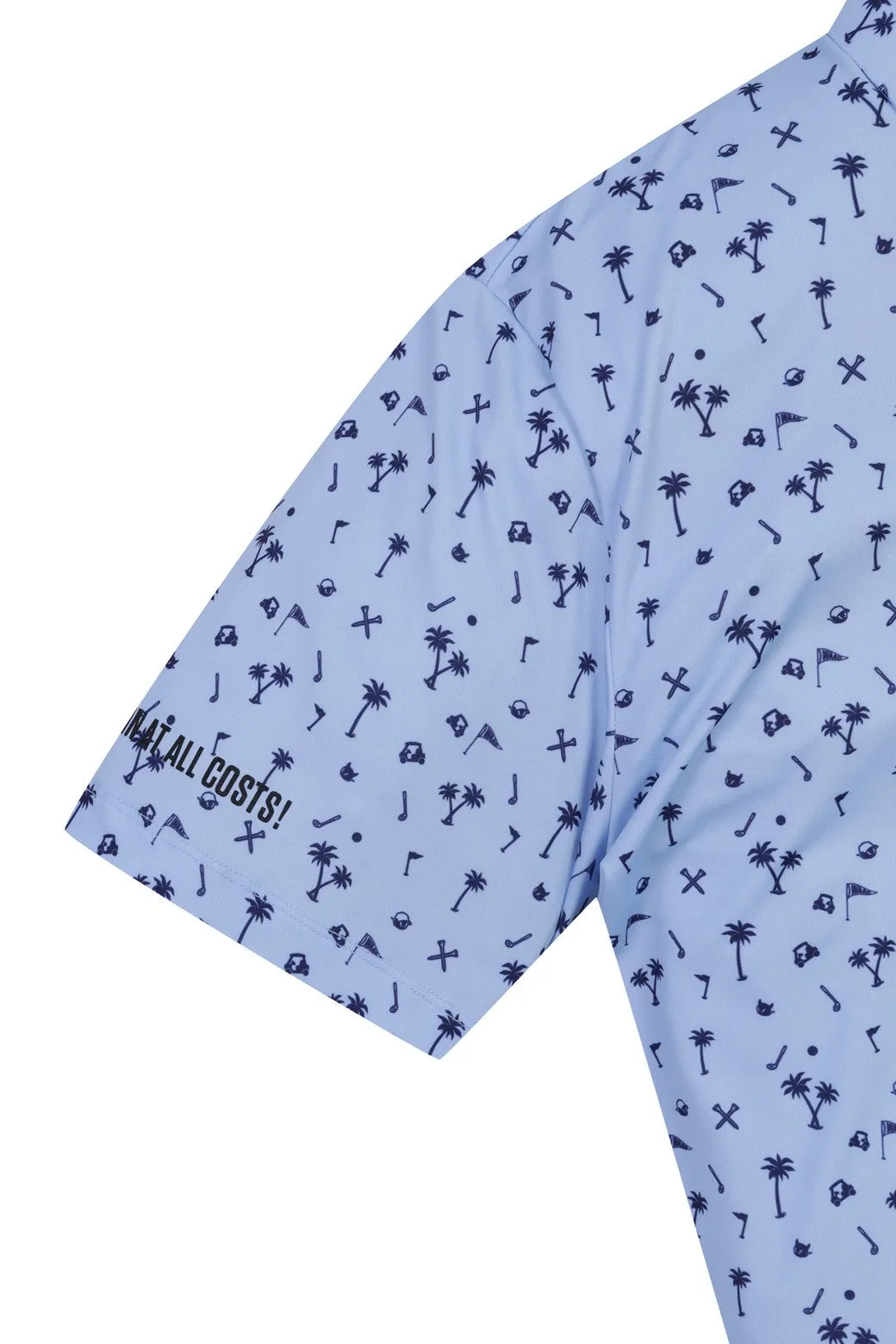 Men's Allover Motif Polo (EE) Light Blue