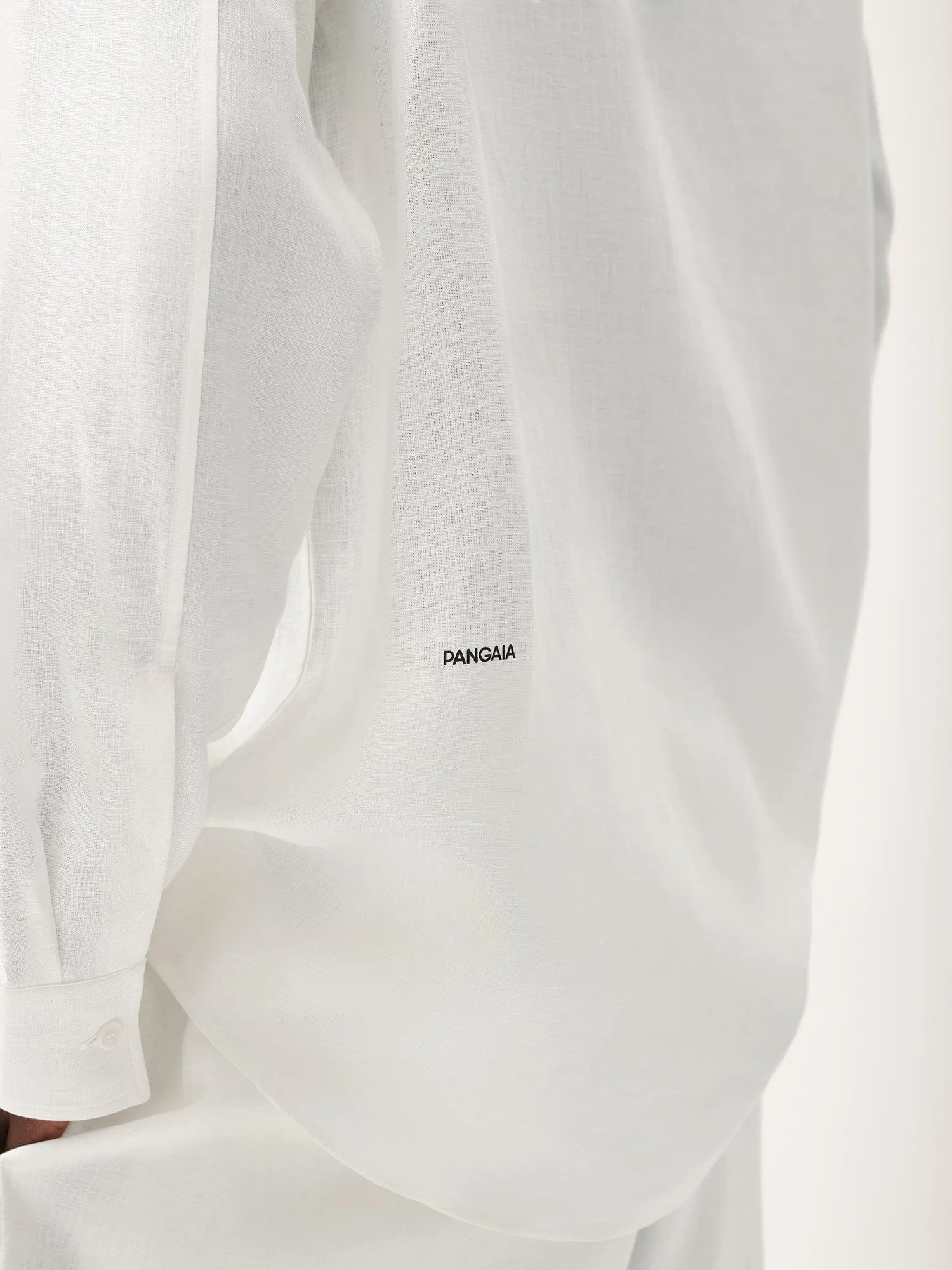Mens DNA Aloe Linen Collared Long Sleeve Shirt—off-white