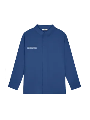Mens DNA Linen Collared Long Sleeve Shirt—lapis blue