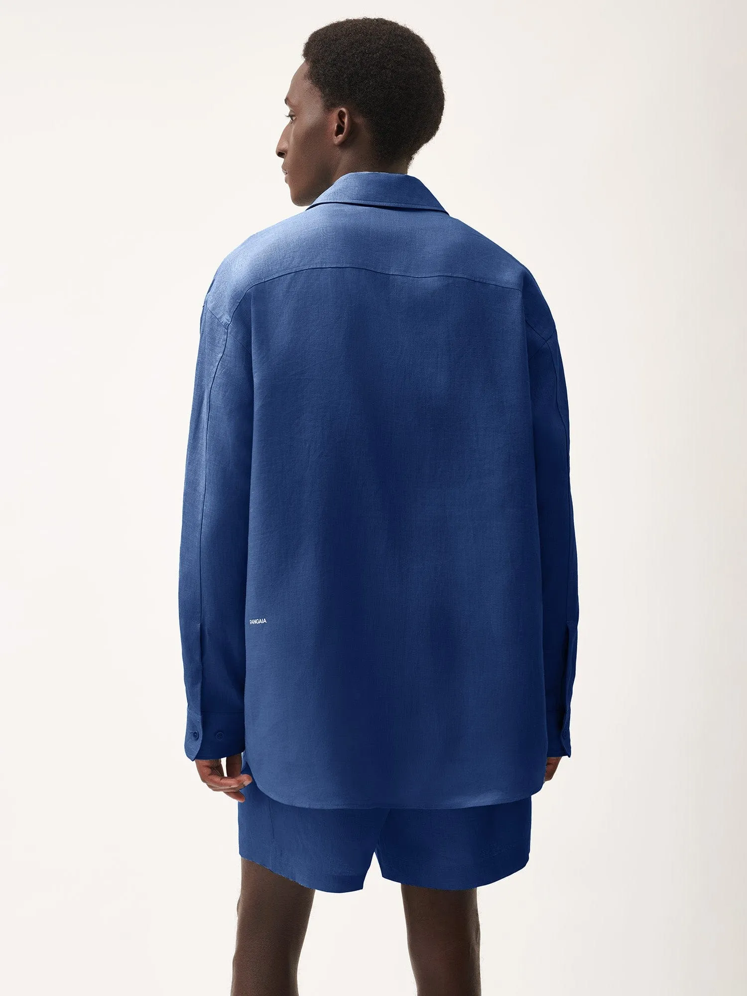 Mens DNA Linen Collared Long Sleeve Shirt—lapis blue