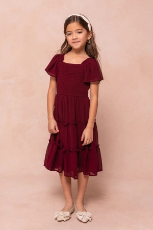 Mini Ellie Dress in Wine Chiffon - FINAL SALE