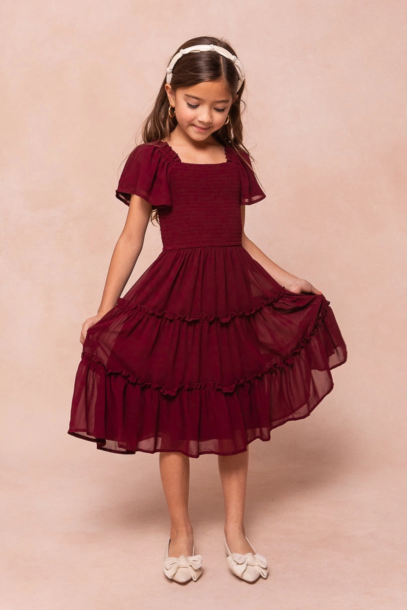 Mini Ellie Dress in Wine Chiffon - FINAL SALE