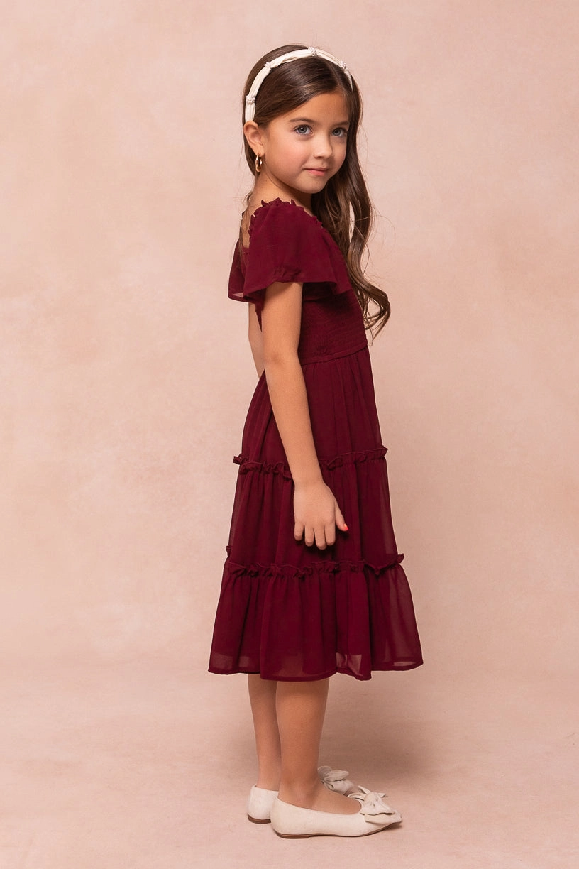 Mini Ellie Dress in Wine Chiffon - FINAL SALE