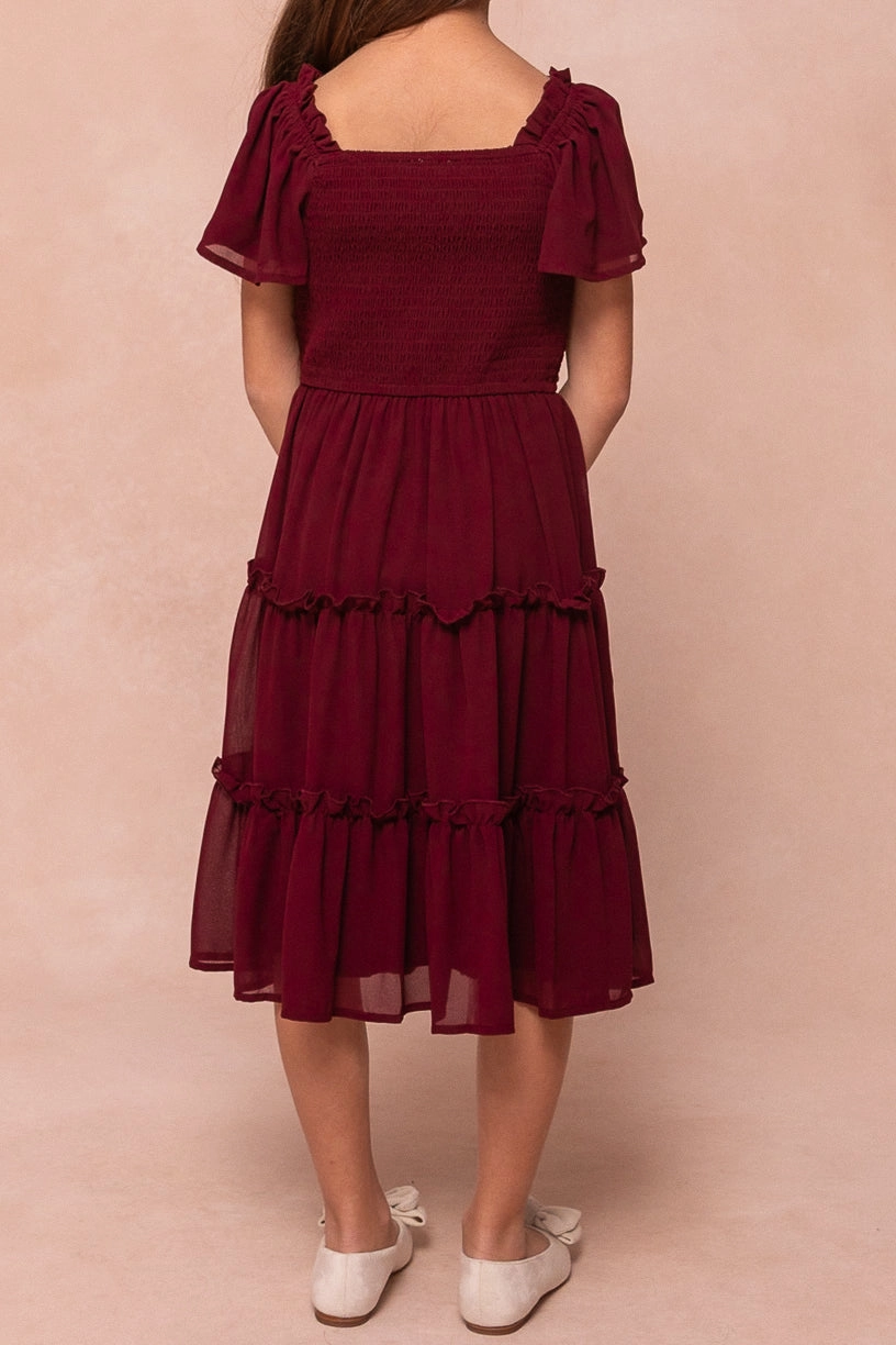 Mini Ellie Dress in Wine Chiffon - FINAL SALE