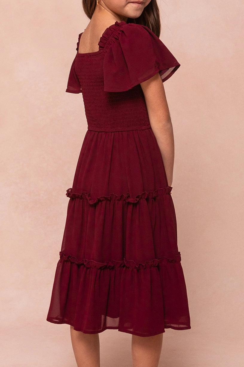 Mini Ellie Dress in Wine Chiffon - FINAL SALE