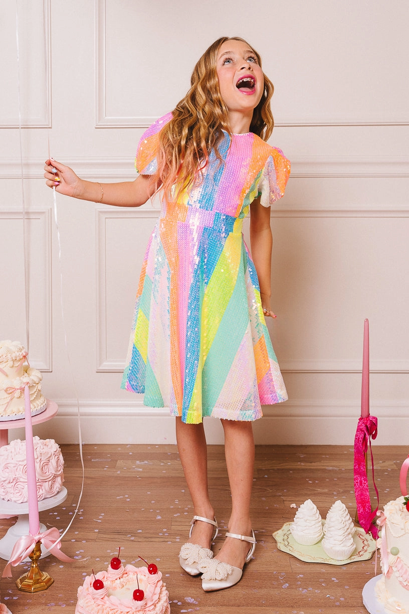 Mini Jagger Dress in Striped Sequin - FINAL SALE